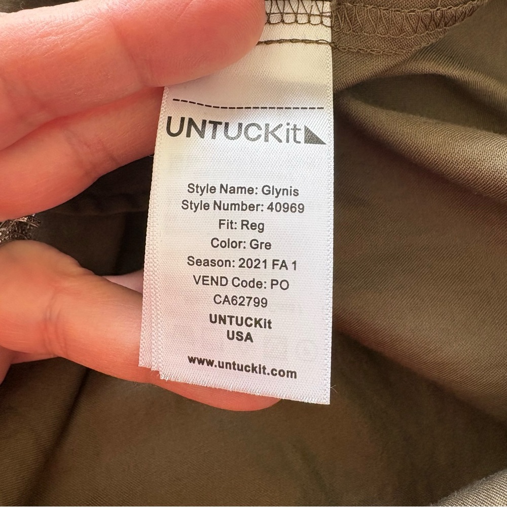 Untuckit For Her Olive Green Glynis Shirt Dress Long Sleeve Women’s Size Large - Picture 5 of 6